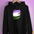 Genderqueer Pride Flag Ripped Reveal Hoodie - Black